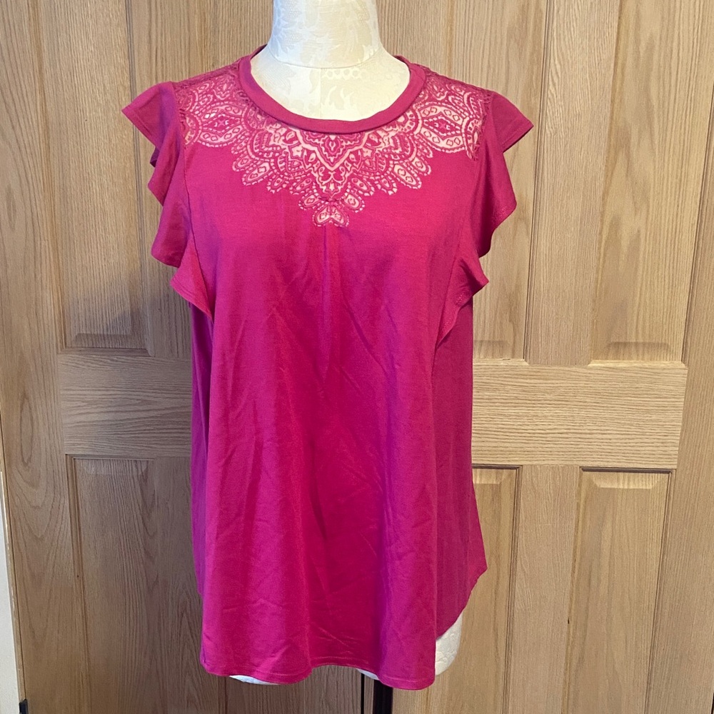 Isabel Maternity by Ingrid & Isabel Fuchsia Lace Accent Top